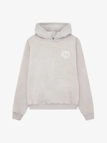 PRE ORDER Unisex Hoodie Heavyweight Monogram Applique Emblem Gri