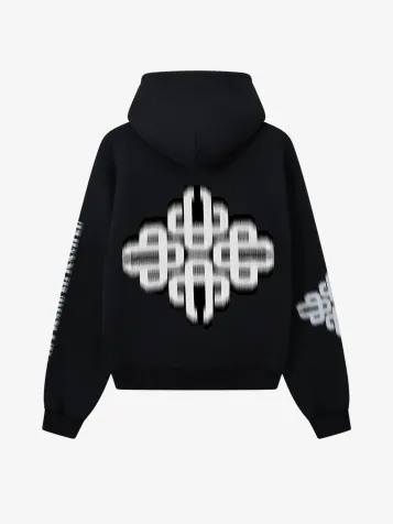PRE ORDER Unisex Hoodie Motion Blurred Emblem Zwart