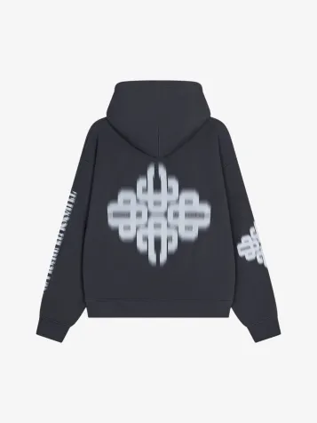 Unisex Hoodie Motion Blurred Emblem Charcoal