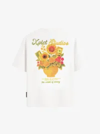 Xplct Heren T-shirt Flowers Off White