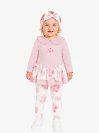 Adee Meisjes Baby Set Legging Daisy Pale Roze