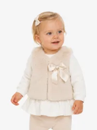 Adee Meisjes Baby Gilet Dani Stone Beige