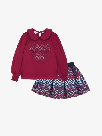 Meisjes Set Rok Chloe Deep Cherry