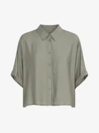 Alix The Label Dames Blouse Irregular Oversized Light Army