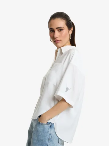 Dames Blouse Modal Short Sleeve Soft Wit