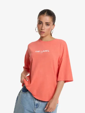 Dames T-shirt The Label Soft Oranje