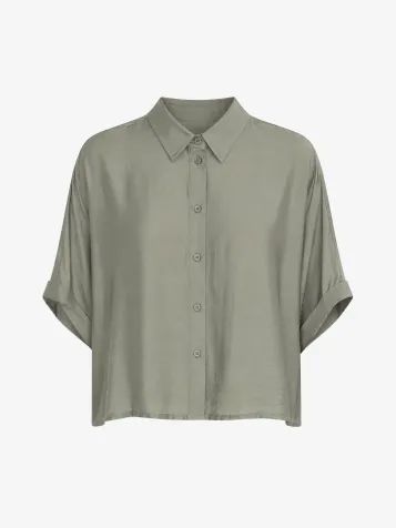 Dames Blouse Irregular Oversized Light Army