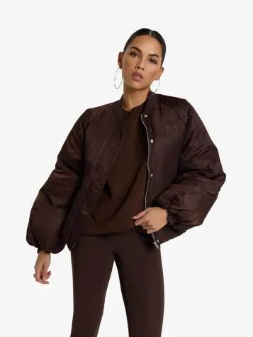 Dames Bomberjas Nylon Warm Bruin