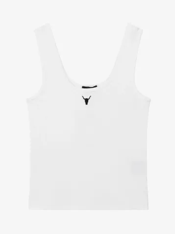 Dames Tanktop Knitted Soft white
