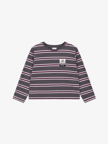 Unisex Longsleeve Stripe Antracite Grijs