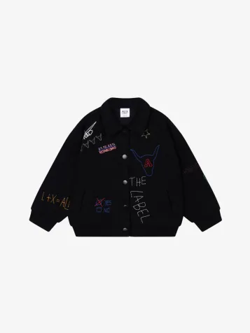 Unisex Jacket Patches Jacket Zwart