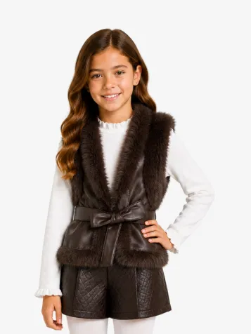 Meisjes Gilet Faux Fur Truffle