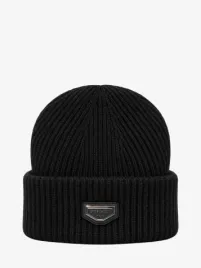 Antony Morato Fisherman Hat In Cotton Knit.metal Plate On Rubber Patch Black