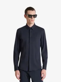 Antony Morato Shirt Napoli Slim Fit In Mercerize Cotton Fabric Marine