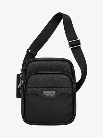Reporter Bag In Nylon And Faux Leather.metal Zip Pocket.3d Logo