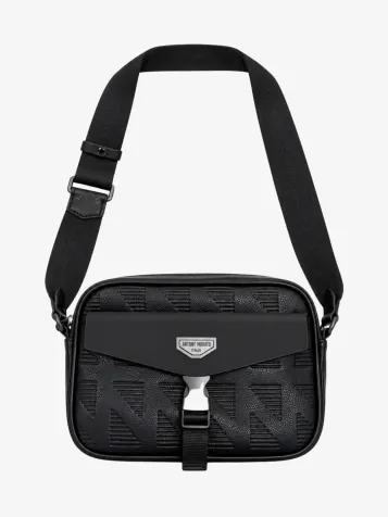 Reporter Bag In Faux Leather With Iconic All Over Print.3d Logo