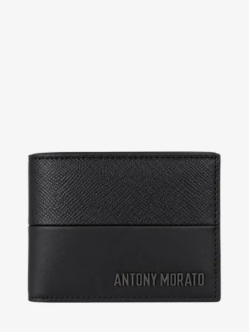 Wallet In Recycled Leather Textured Mix.3d Logo Metal Rivet Blac