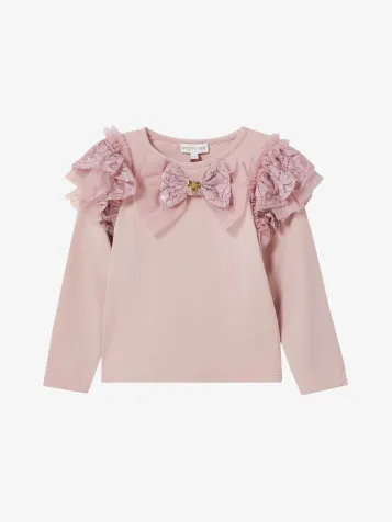 Meisjes Top Carina Sequin Lace Bow Vintage Roze