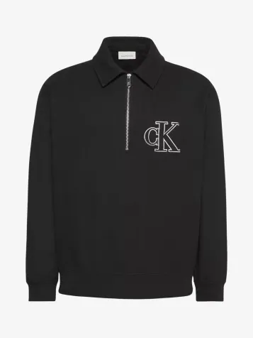 Heren Sweater Polo Zip Knit Zwart