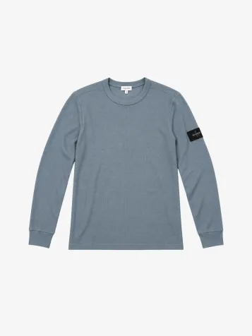Heren Longsleeve Wafel Badge Steel Gray
