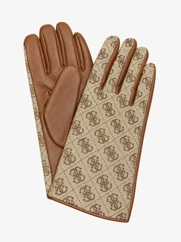 Noelle Ii  Jacquard Gloves Latte Logo