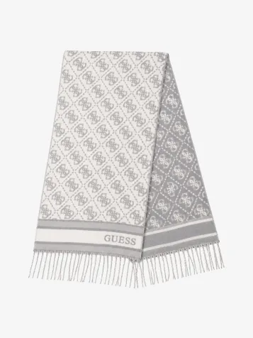 Dames Sjaal 65 X 190 Cm Jacquard Grijs Logo
