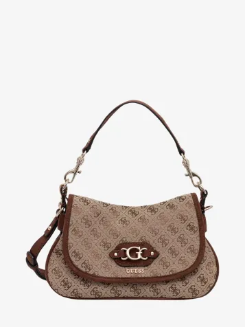 Samantha Flap Shoulder Bag Latte Logo/brown