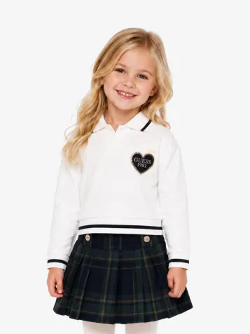 Meisjes Set Rok Creme Check