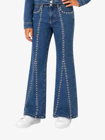 Meisjes Spijkerbroek Studs Medium Rock Wash