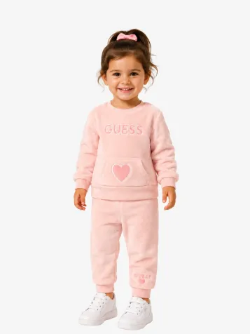Meisjes Joggingpak Faux Fur Roze Sugar