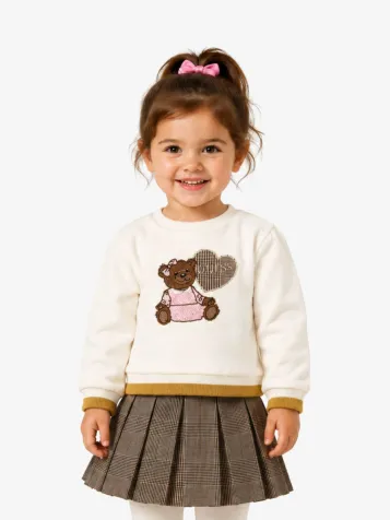 Meisjes Set Rok Creme Check