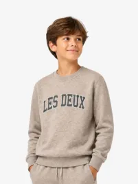 Les Deux Kids Jongens Sweater College Dark Sand Melange