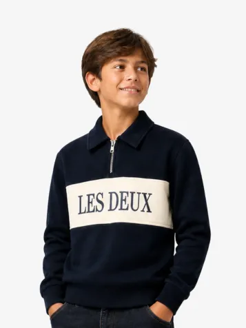 Jongens Sweater Zipper Rugby Dark Navy
