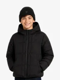 Lyle & Scott Junior Jongens Winterjas Tonal Eagle Padded Zwart