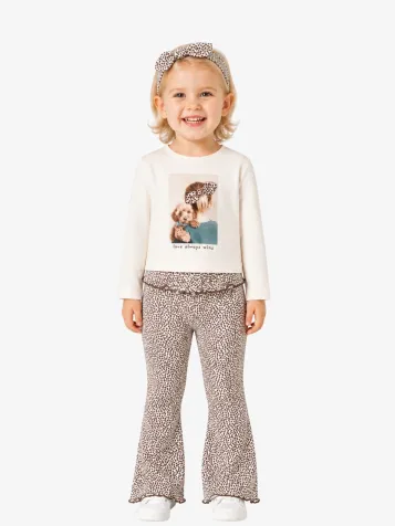 Meisjes Set Flare Legging Haarband Soy Chocolate