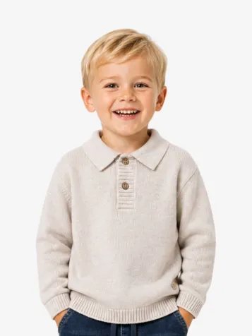 Jongens Trui Polo Knit Oat
