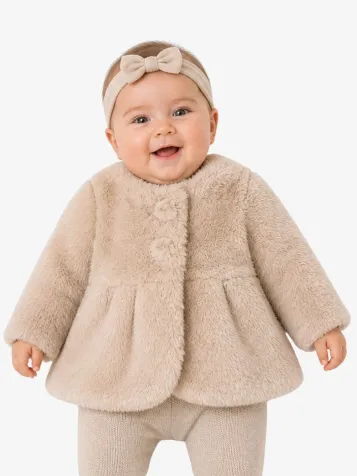 Meisjes Baby Jas Faux Fur Mocha
