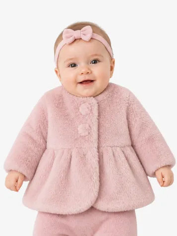 Meisjes Baby Jas Faux Fur Baby Roze