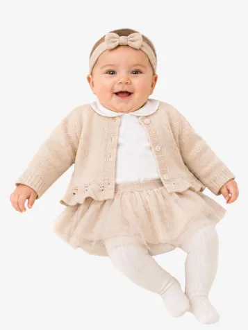 Meisjes Baby Set Tulle Knit Champagne