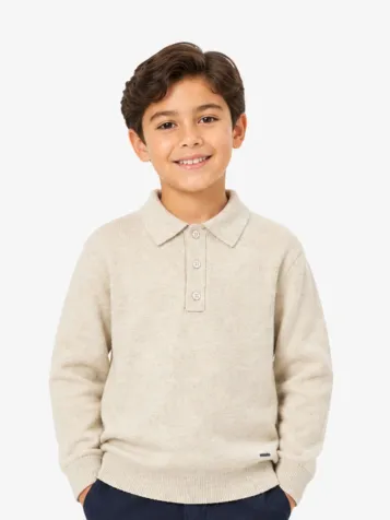 Jongens Trui Polo Knit Stone