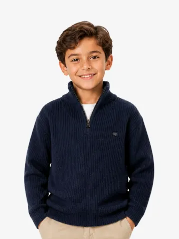 Jongens Trui Zipper Knit Navy Blauw