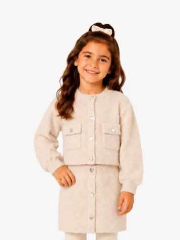 Meisjes Set Rok Fluffy Beige