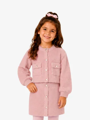 Meisjes Set Rok Fluffy Roze