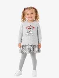 Monnalisa Meisjes Jurk Dalmatiers Grijs