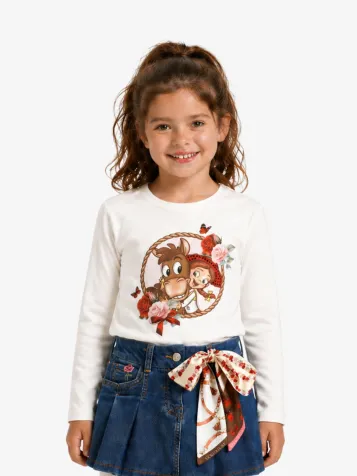 Meisjes Longsleeve Cow Girl Wit