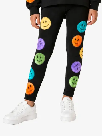Meisjes Legging Niki Colourful Fluff Zwart