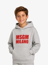 Msgm Junior Jongens Hoodie Oversized Grijs Melange