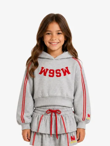 Meisjes Hoodie Cropped Boxy Grijs Melange