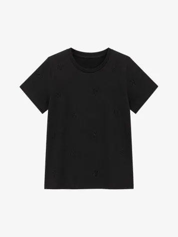 Dames T-shirt Allover N Strass Zwart