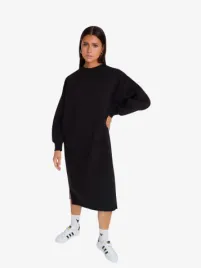 Alix The Label Dames Jurk Midi Sweat Dress Zwart